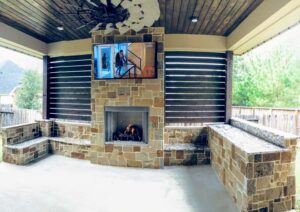 Natural Silvermist Stone Veneer Adorning Houston, TX Home Backyard Covered Patio