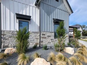Residential Exterior Enhanced with Natural Sandstone Veneer - Houston, TX