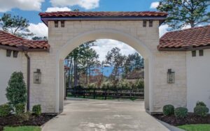 Natural Thin Limestone Facade on Entry Archway of Texas Residence