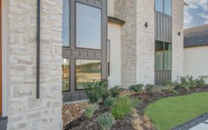 Natural Thin Limestone Veneer Detailing on Texas Residence Exterior